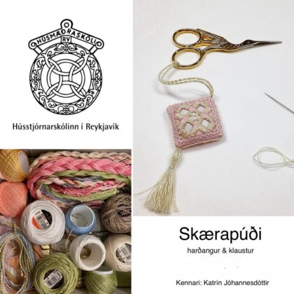 Útsaumsnámskeið - Skærapúði - harðangur & klaustur